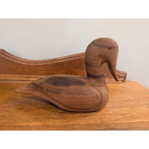 Vintage Hand Carved Ironwood Duck Decoy Figurine 8.5 Inch Natural Wood Decor